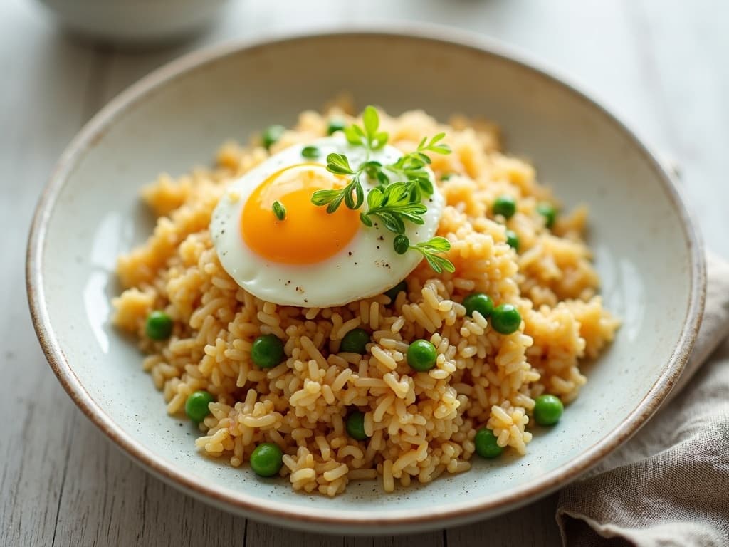 Жареный рис с яйцом и овощами