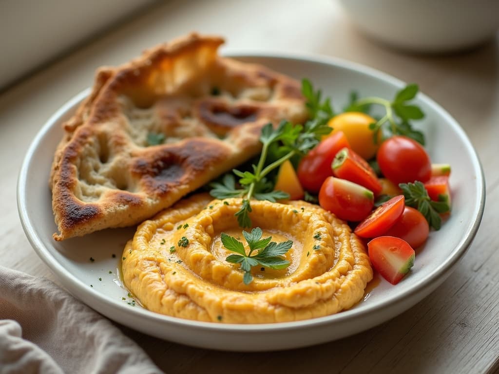 Ланч-бокс с хумусом и овощами